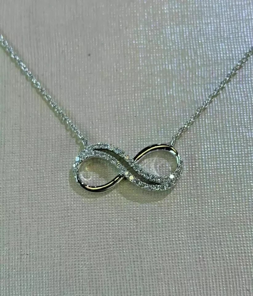 1.50Ct Round Cut Lab Created Diamond Infinity Pendant 14k White Gold Plated