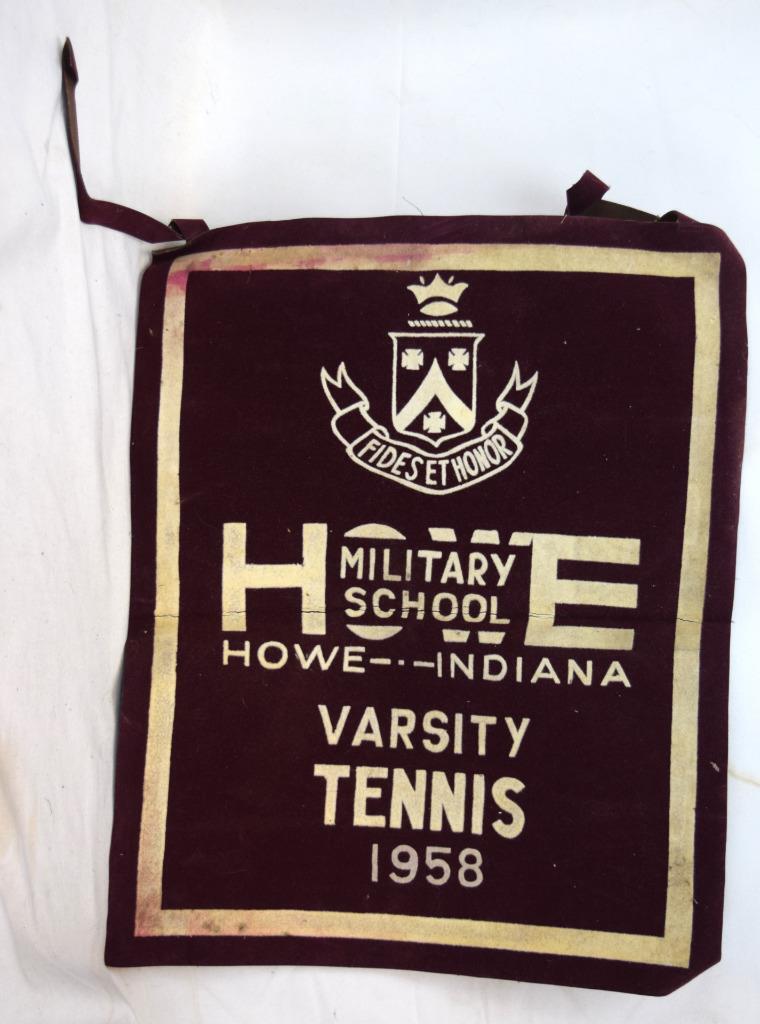 1958 Howe Military School Indiana Varsity Tennis Cloth Banner 16