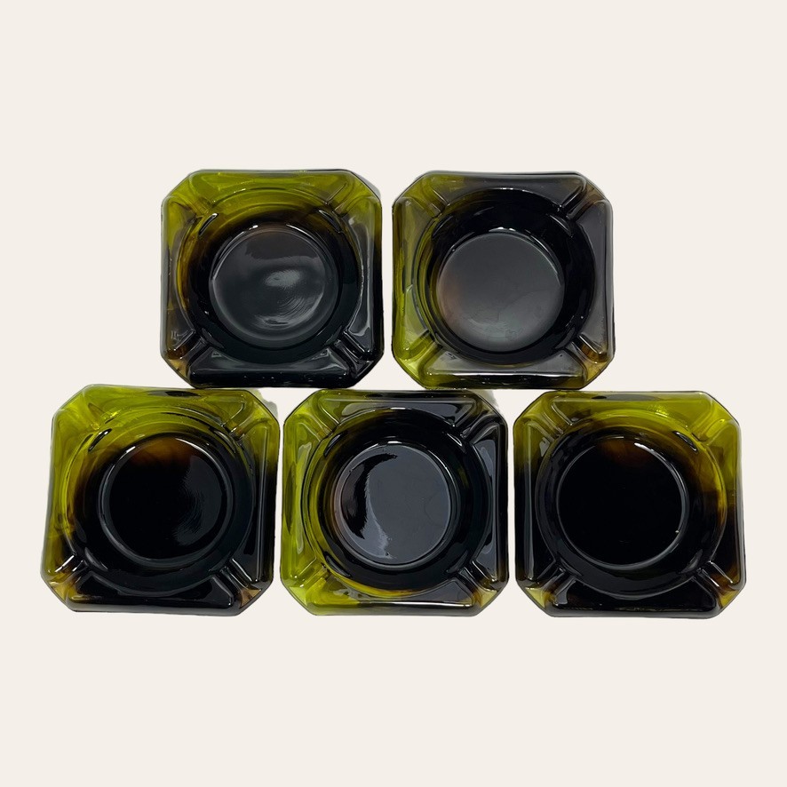 Lot of 5 Vintage Marble Glass Ashtray/Trinket Square 60's/70’s Ashtray