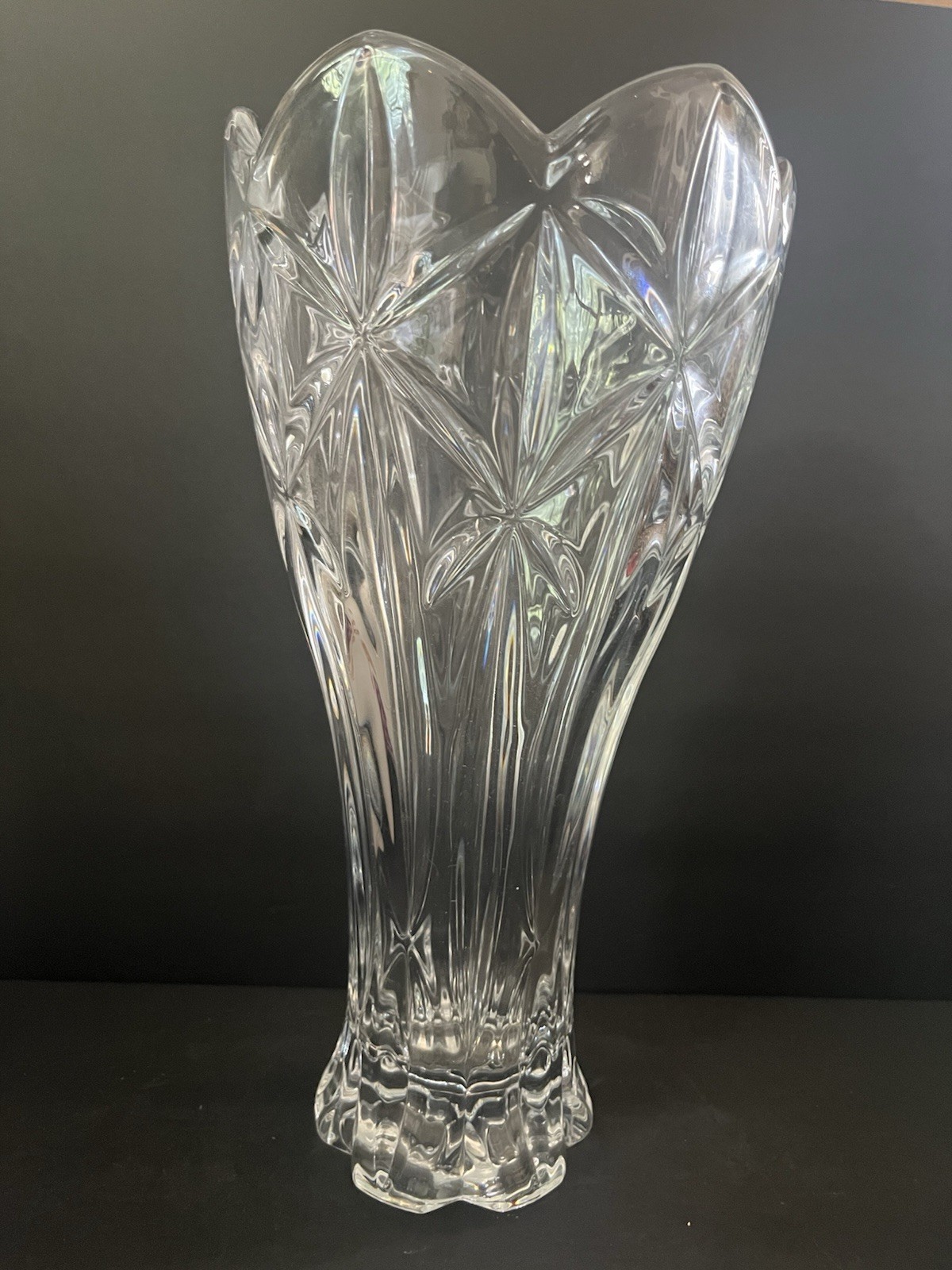 Vintage Lenox Shooting Star 14”  Full Lead Crystal Vase HEAVY  BEAUTIFUL