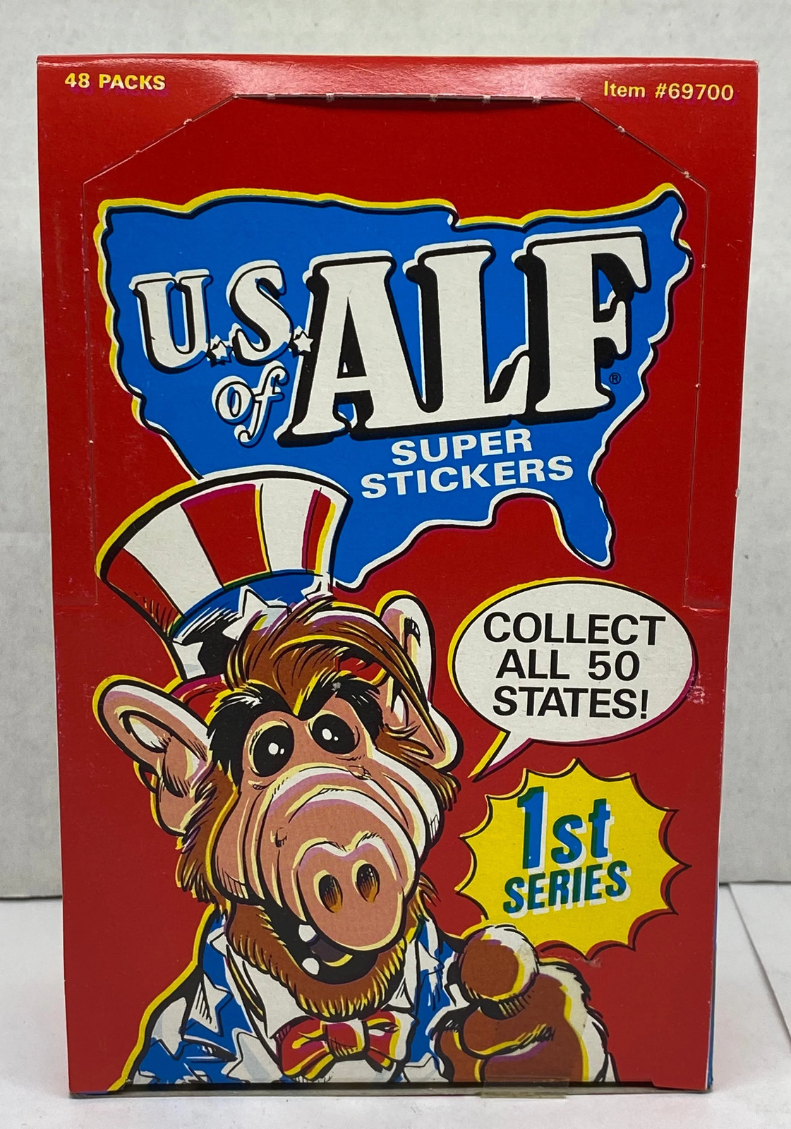 1987 US U.S. of Alf Super Stickers Card Box 1st Series 48 packs Zoot Italy