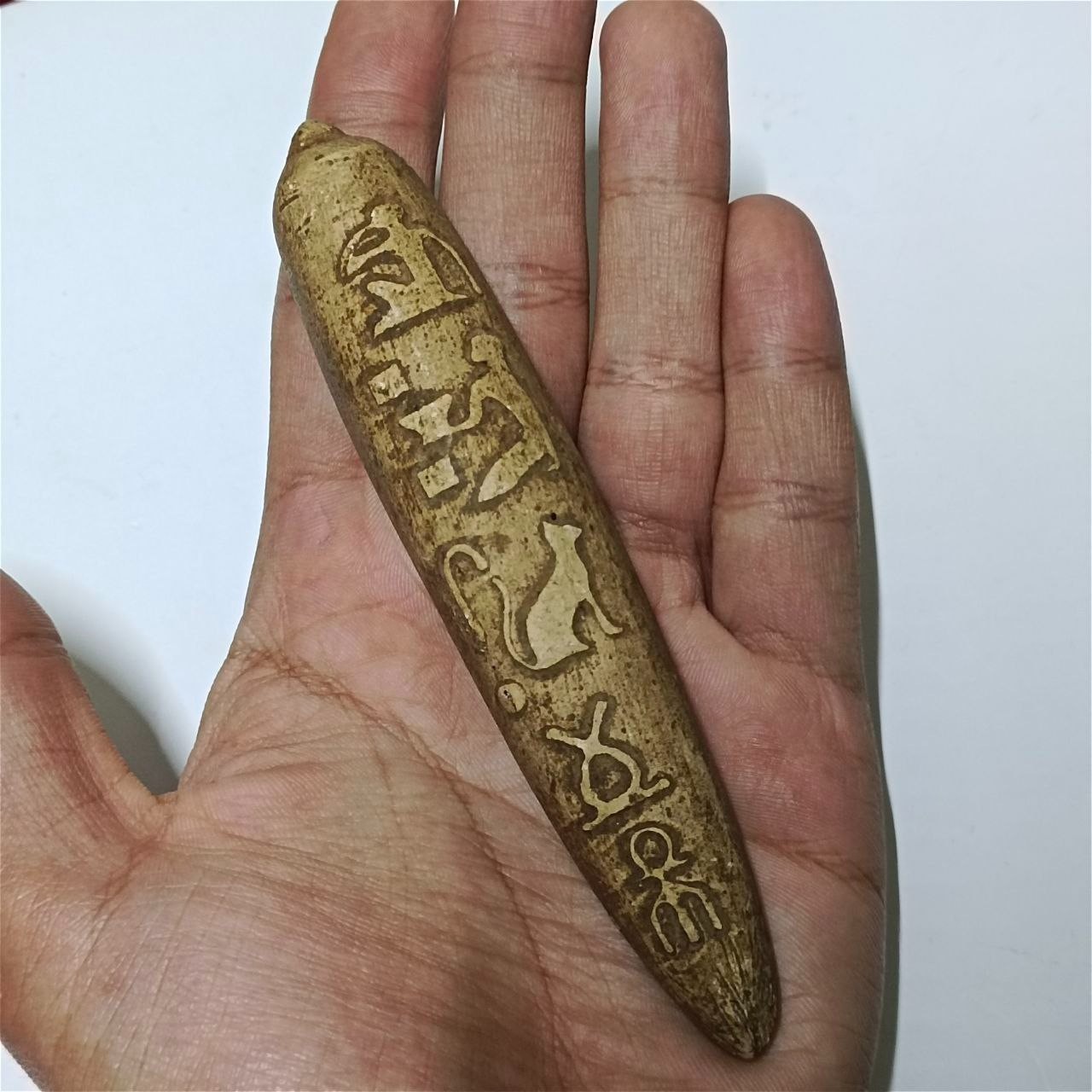 Hand-carved Egypt inspired piece with ancient style symbols cultural collectible Hand-carved Egypt inspired piece with ancient style symbols cultural collectible