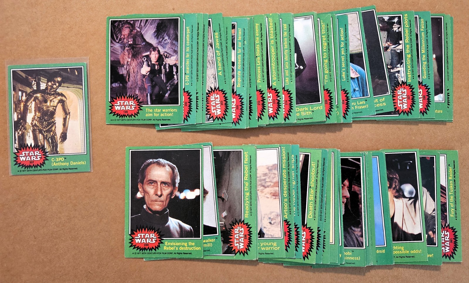 1977 Topps Star Wars Green Series 4 Complete Set 199-264 Luke Han Vader C-3PO 1977 Topps Star Wars Green Series 4 Complete Set 199-264 Luke Han Vader C-3PO