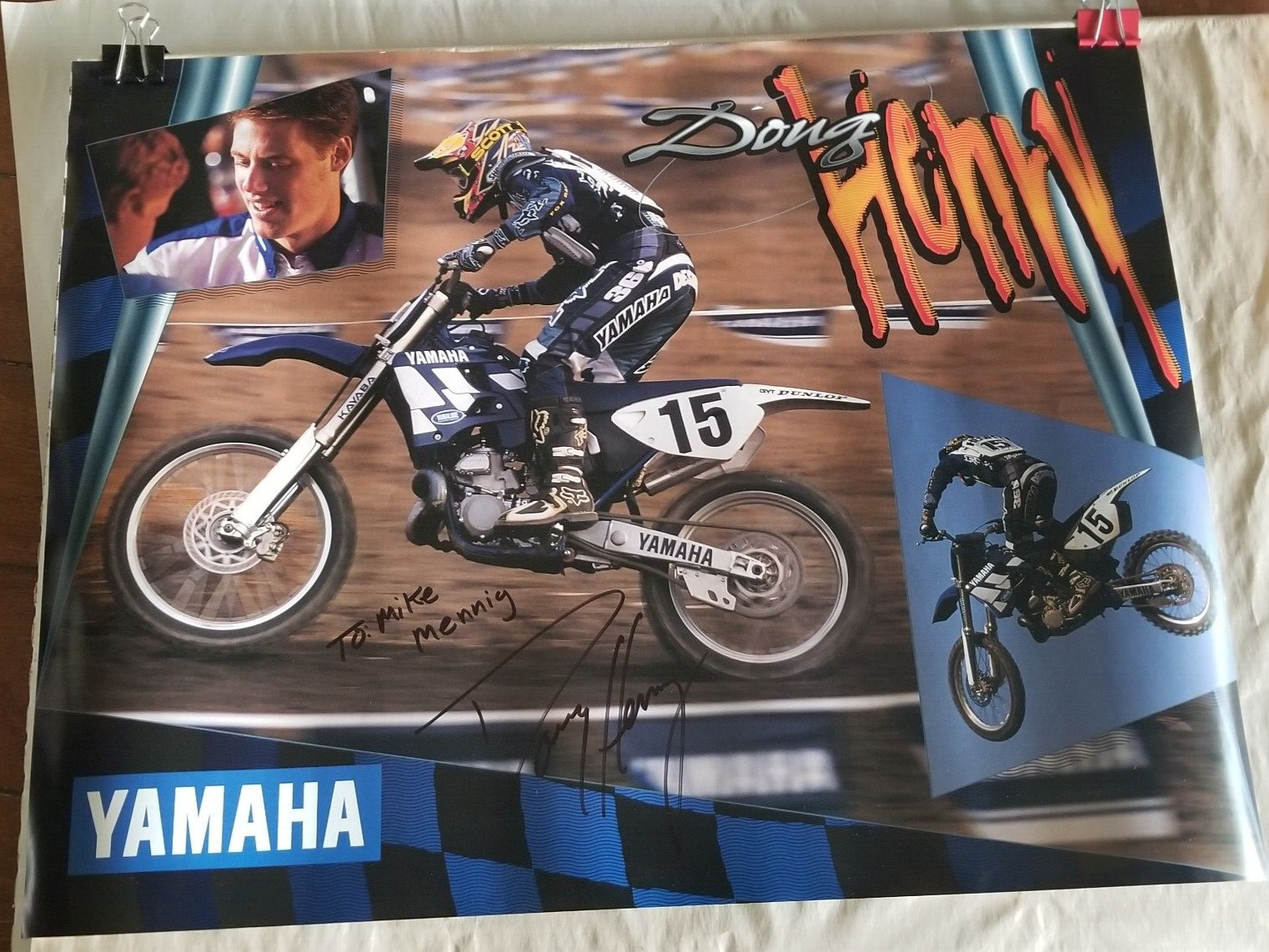 VINTAGE motorcycle POSTER signed Doug Henry- 17
