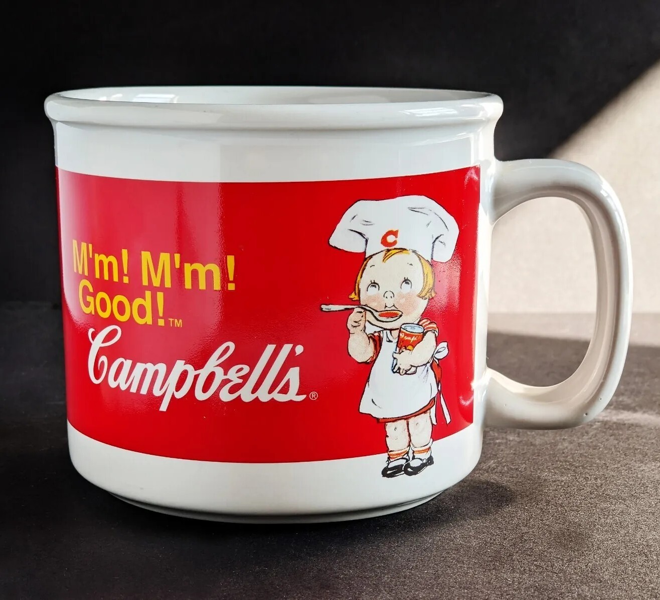 Vintage Campbells Soup Mug Kid Chefs Eating Carrying Utensils Good Condition Vintage Campbells Soup Mug Kid Chefs Eating Carrying Utensils Good Condition