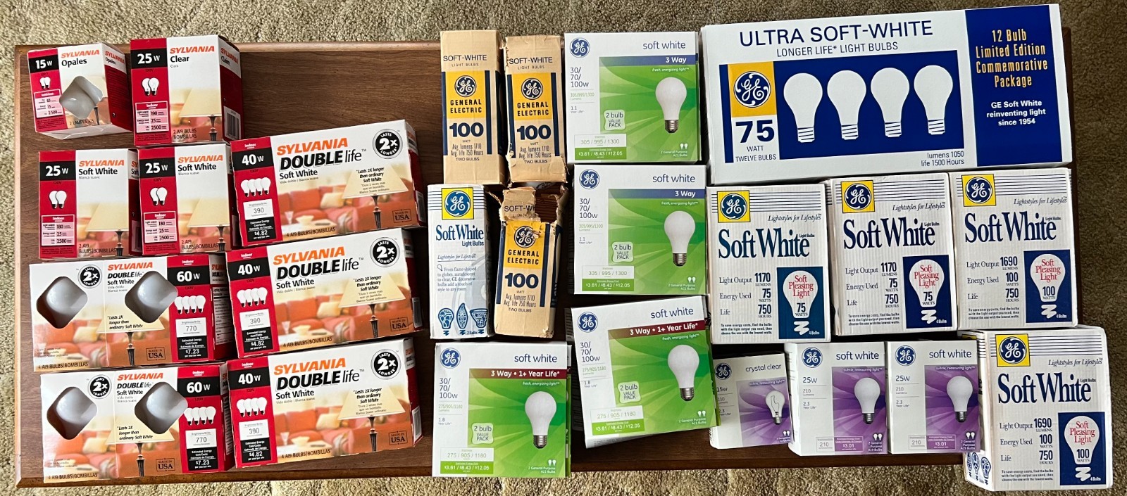 Vintage NOS GE Sylvania Bulb Lot Mixed Wattages Estate Find Lighting Parts
