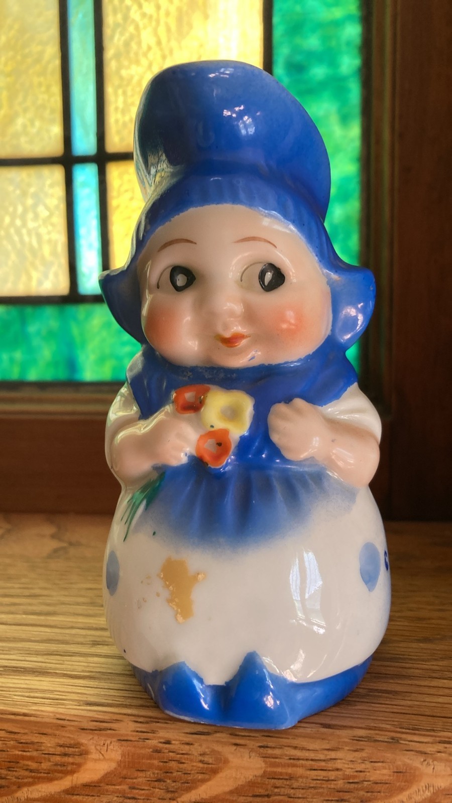 Vintage Dutch Girl Creamer Milk Pitcher Blue & White  5\
