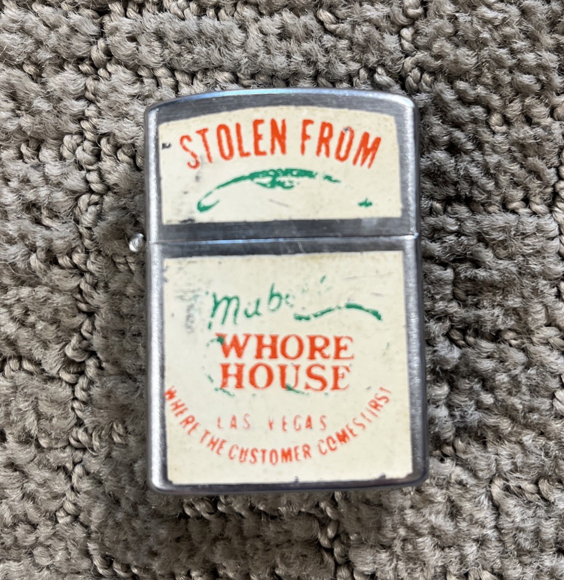 Stolen From Mabel\'s Whore House Vegas Vintage Nestor Japan Lighter