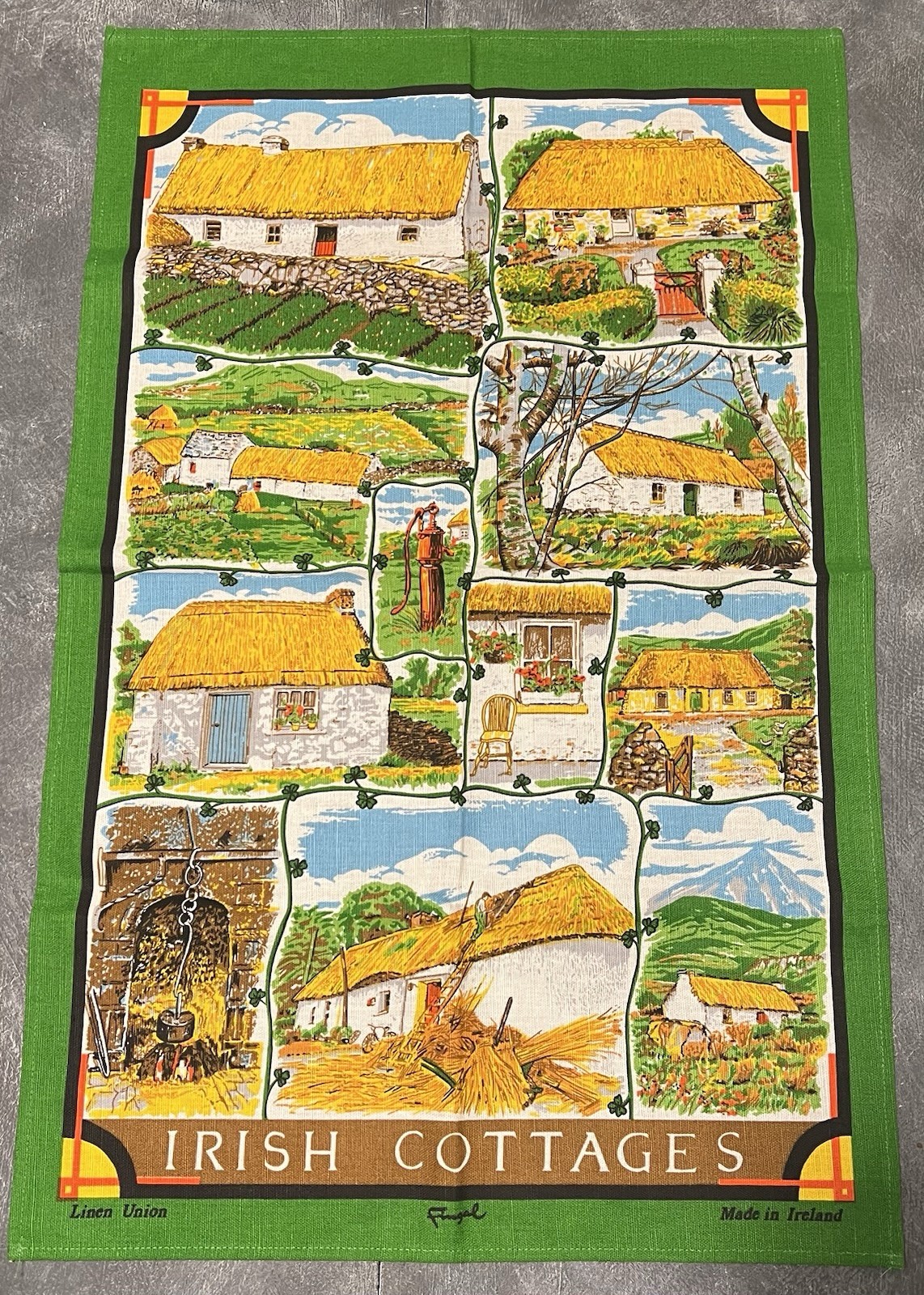 Fingal 100% Linen Irish Cottages Tea Towel 19\