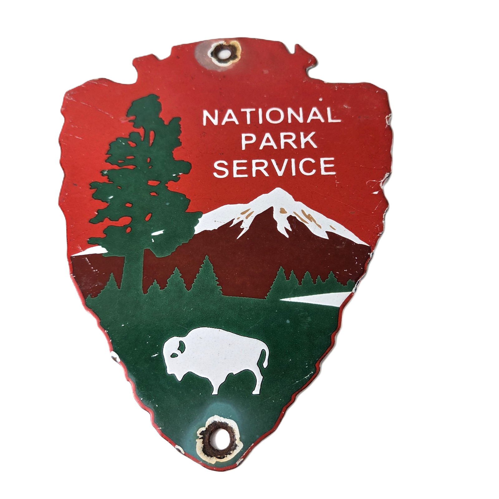 Vintage Forest Service Sign - National Park Gasoline Hiking Cabin Porcelain Sign