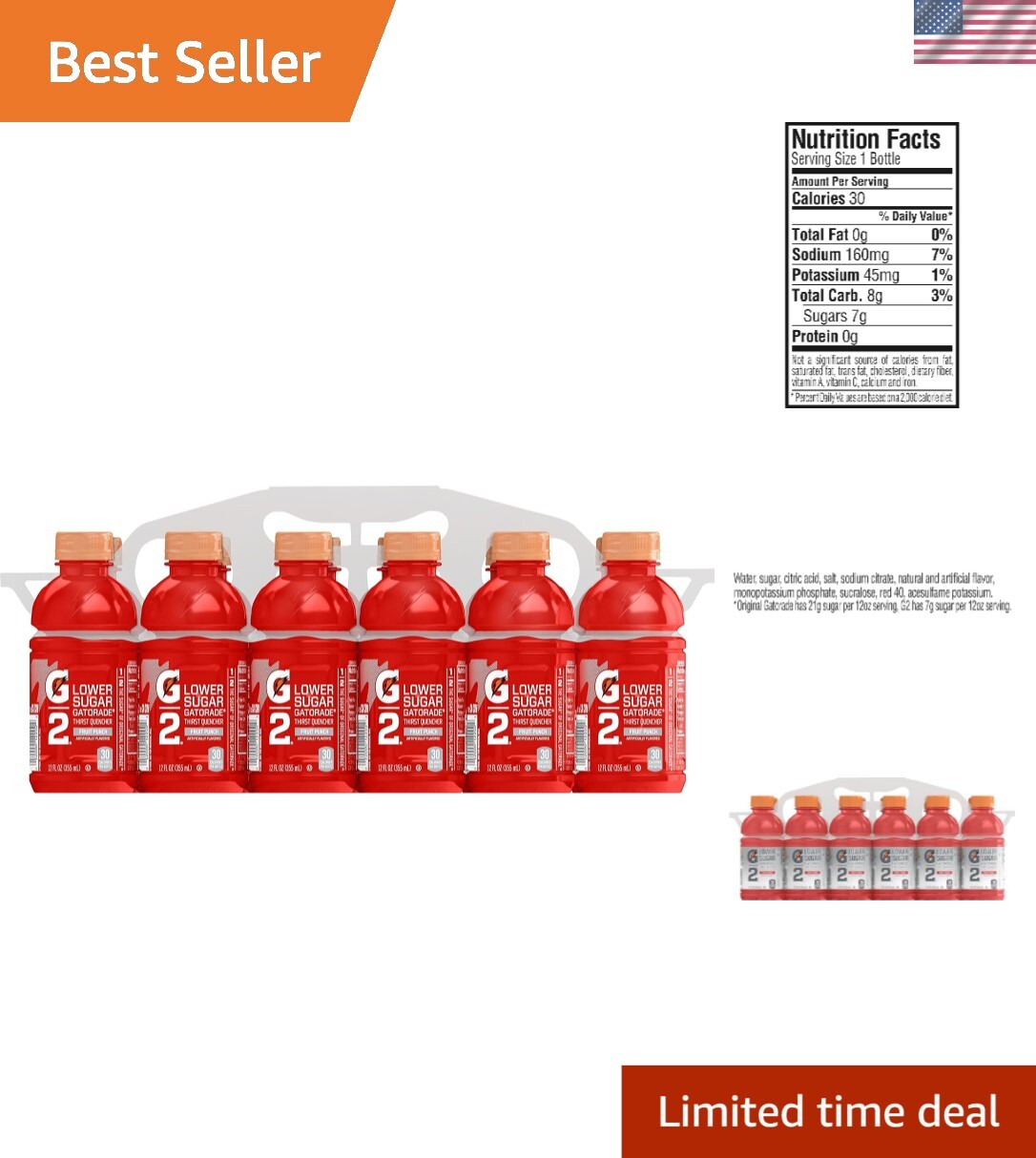 Electrolyte-Rich G2 Fruit Punch Sports Drink - Low Calorie, 12oz Bottle Pack