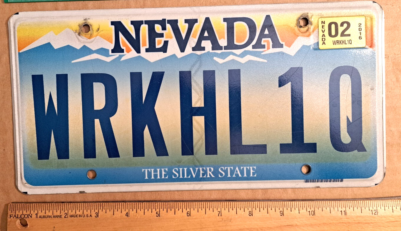 License Plate, Nevada, Gr8 Vanity for you lazy Sloths, WRKHL1Q, Workaholic
