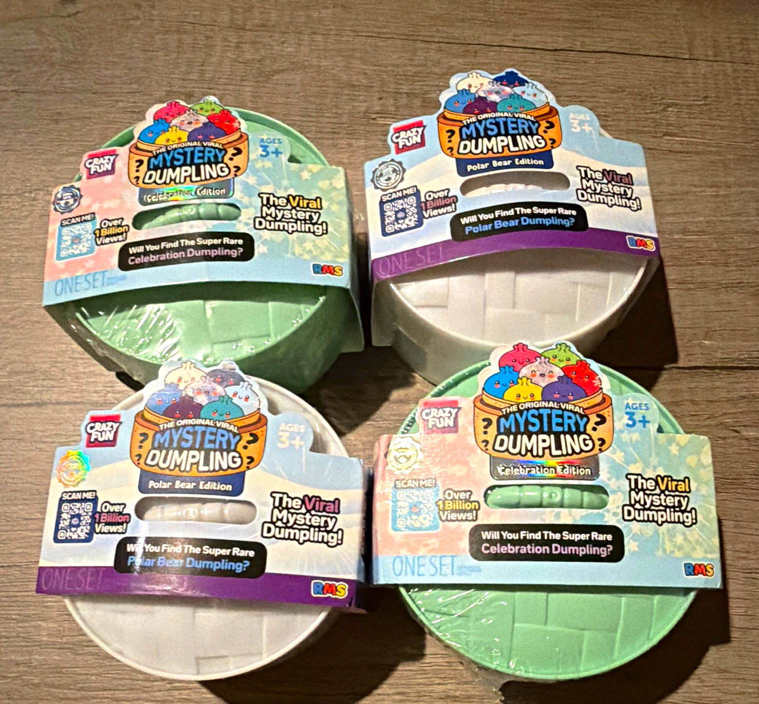 Crazy Fun Mystery Dumpling Blind Pack Lot 2 Polar Bear & 2 Celebration Editions