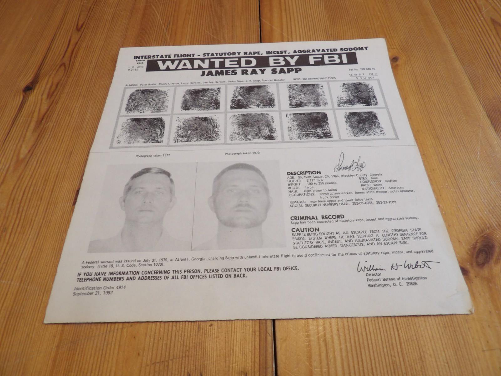 FBI Wanted Poster James Ray Sapp, Rape, Incest, Sodomy, Escape FBI Wanted Poster James Ray Sapp, Rape, Incest, Sodomy, Escape