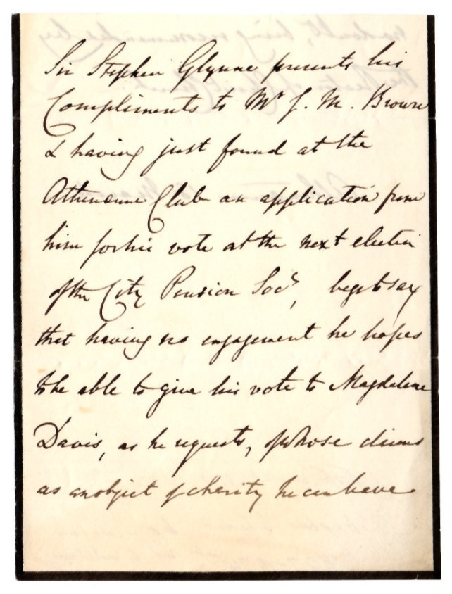 Stephen Glynne (1807-1874) Signed Letter / Autograph Politician Gladstone In-Law