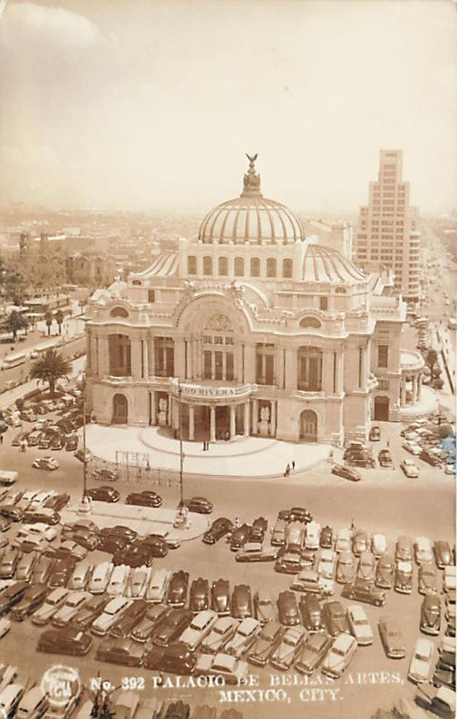 Postcard Mexico: RPPC Palacio de Bellas Artes Aerial View, Mexico City 1950\'s