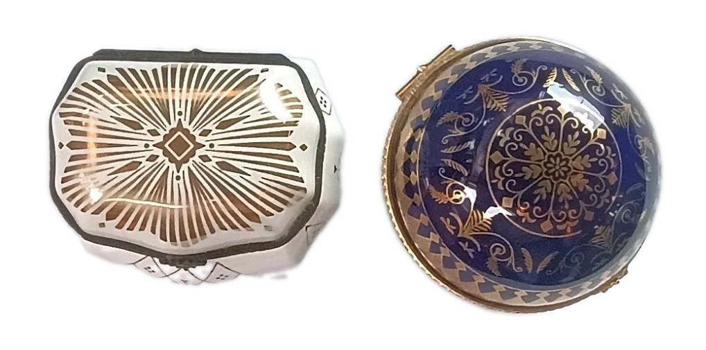 ESTEE LAUDER Lot Of 2 PORCELAIN HINGED TRINKET BOXES created In Japan Pristine
