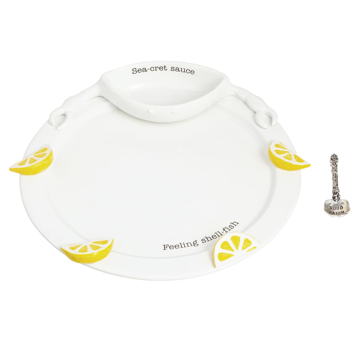 Mud Pie White Ceramic Seafood Platter With Dip