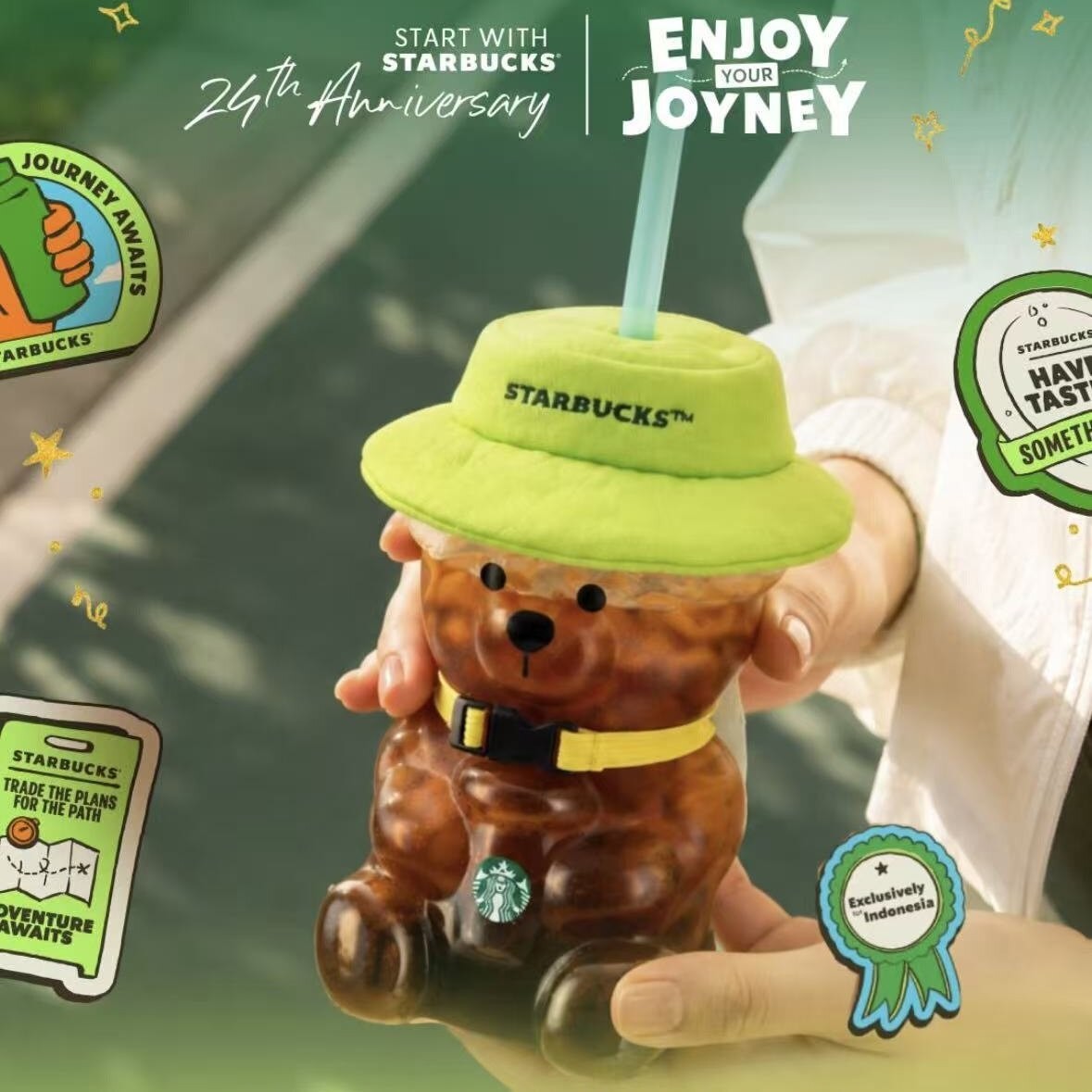 New Starbucks Exclusive 2026  24th Anniversary Bearista Glass Straw Cup