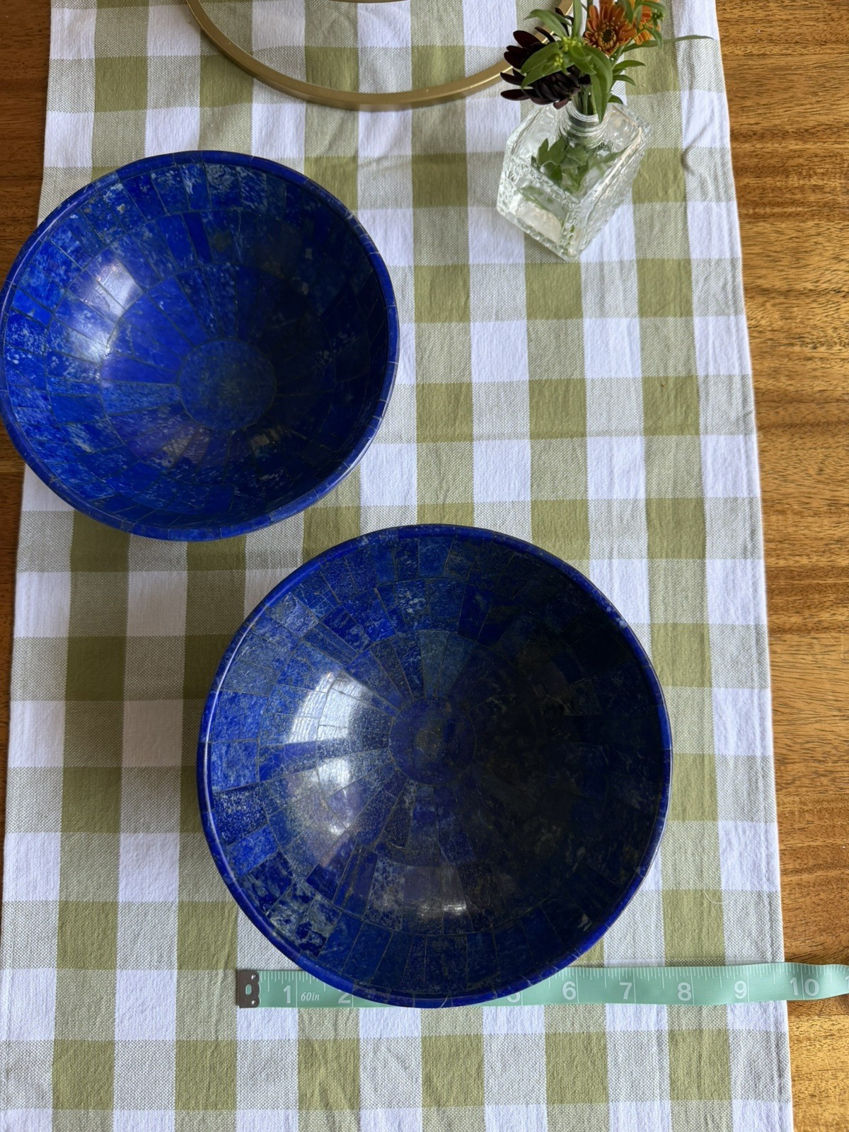 2 set Handmade Beautiful Lapis Lazuli Bowl Royal Blue Top Quality Natural Stone 