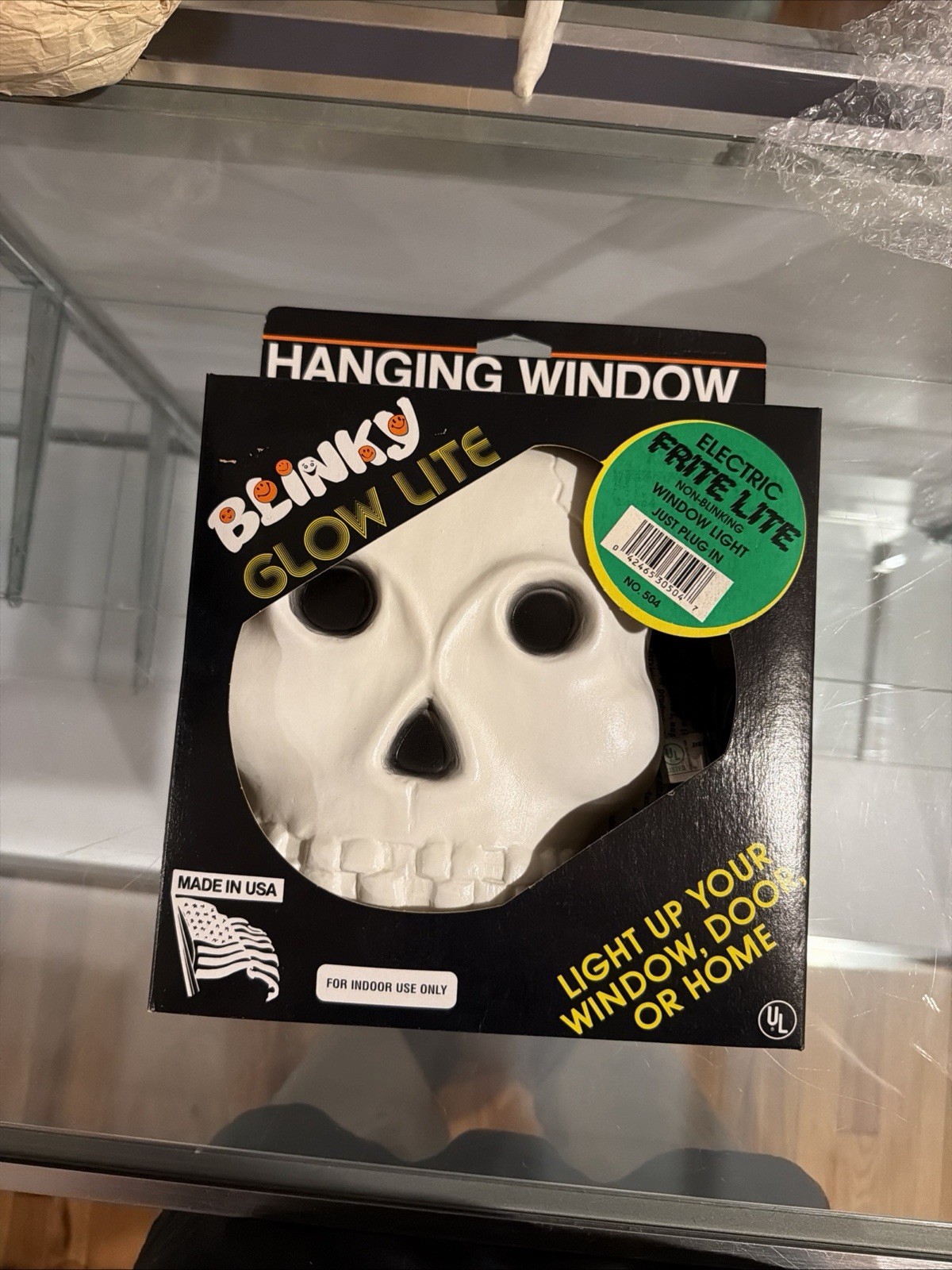 VINTAGE HALLOWEEN BLINKY GLOW LITE BLOW MOLD SKULL NOS NIP 1999 RARE
