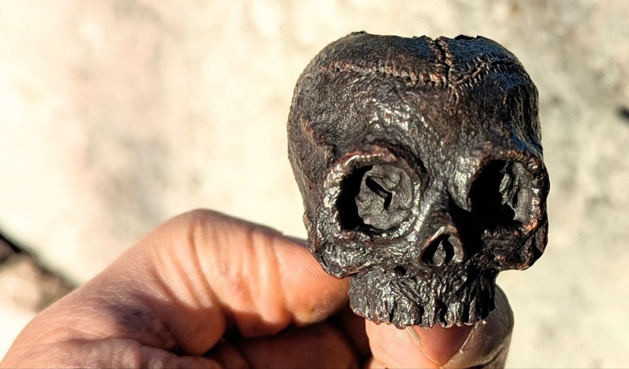 Handmade Skull Briar Tobacco Pipe, Gothic Ebonite Stem, Artisan Smoking Pipe