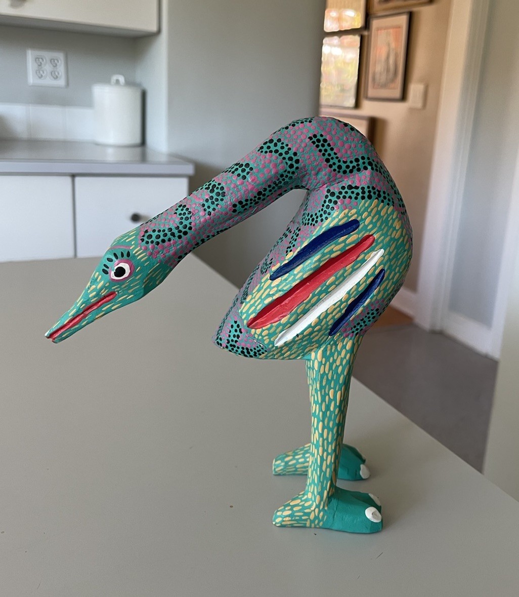 Signed Pepe Santiago Oaxacan Wood Carving Bird Alebrije Mexican Folk Art Vintage