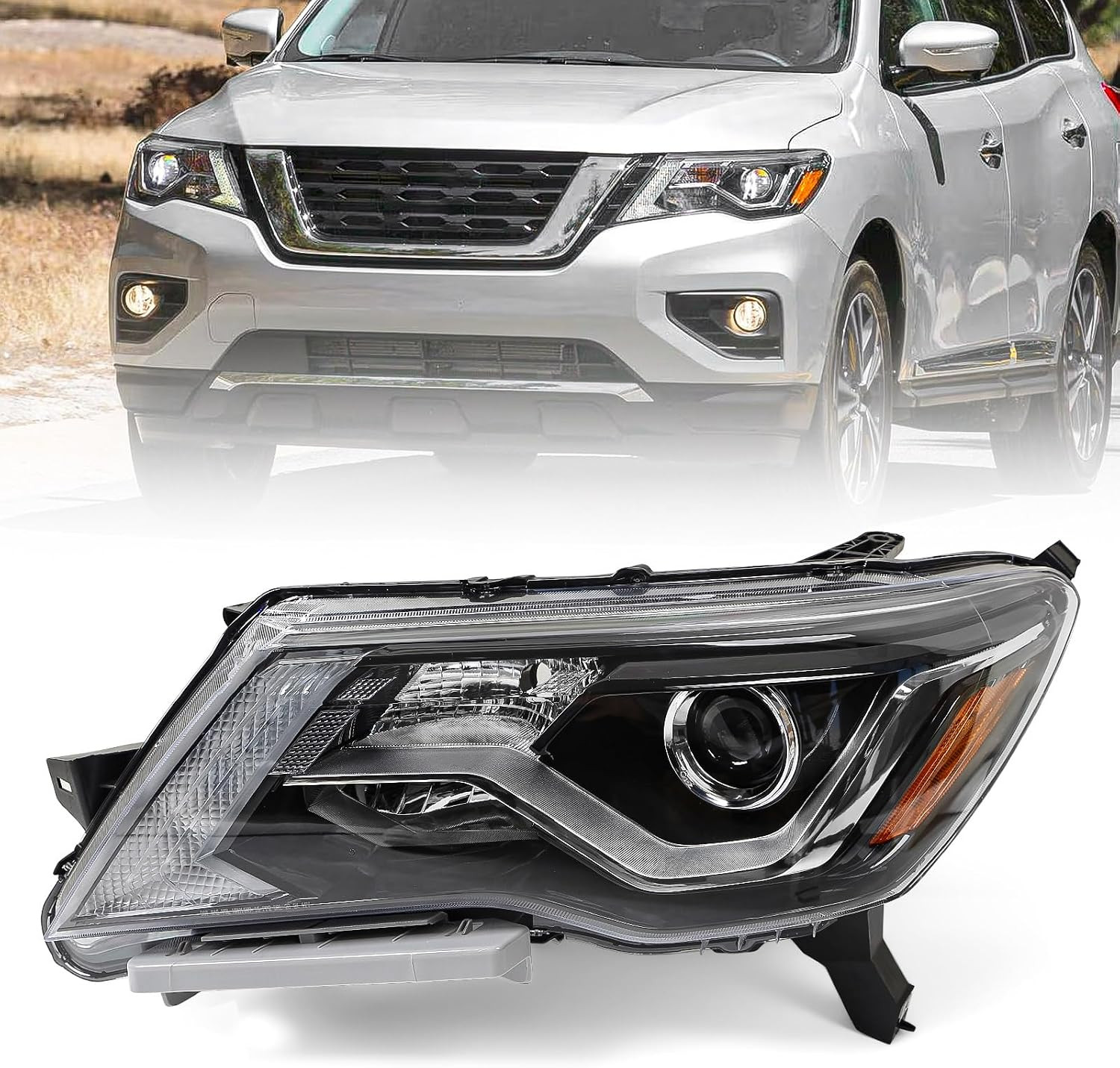 Left Halogen Headlight Assembly for Nissan Pathfinder 2017-2020 LH