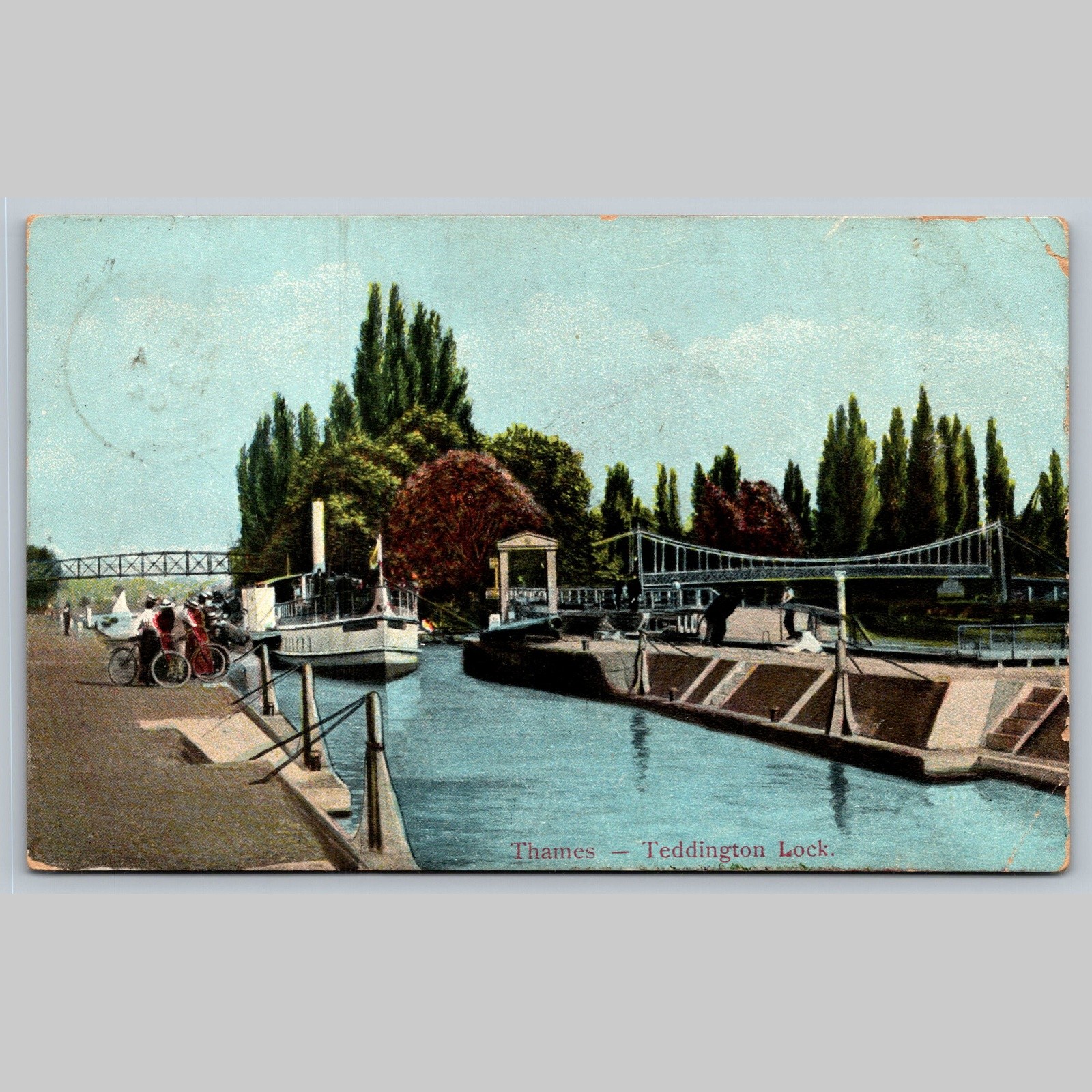 Postcard Thames Teddington Lock England 1904 E.F.A. Series