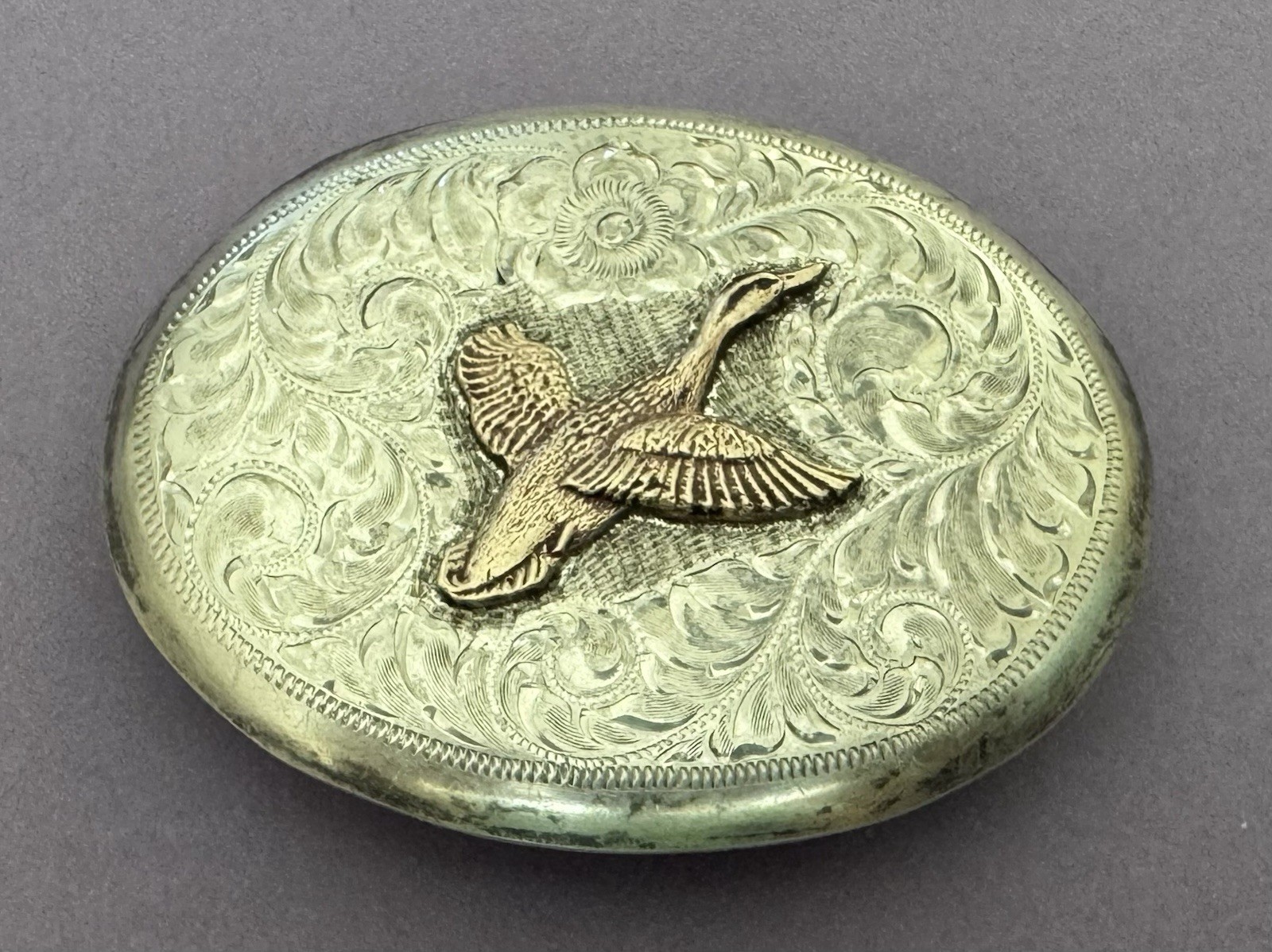 VTG Rare Old Western American Signed SSS Sterling Silver Duck Goose Belt Buckle VTG Rare Old Western American Signed SSS Sterling Silver Duck Goose Belt Buckle