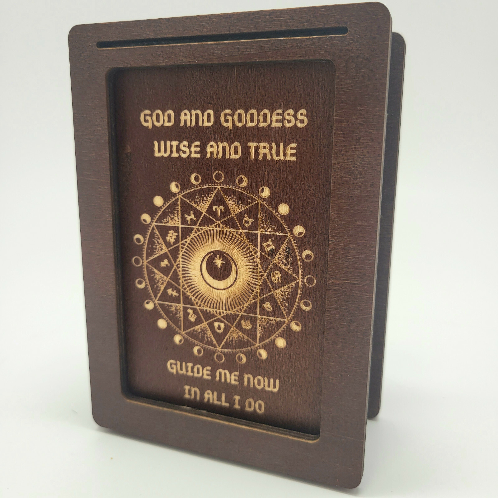 TAROT DECK SAFE BOX W/SLIDE TOP HIGH-QUALITY BIRCHWOOD MADE CARD STAND/HOLDER TAROT DECK SAFE BOX W/SLIDE TOP HIGH-QUALITY BIRCHWOOD MADE CARD STAND/HOLDER