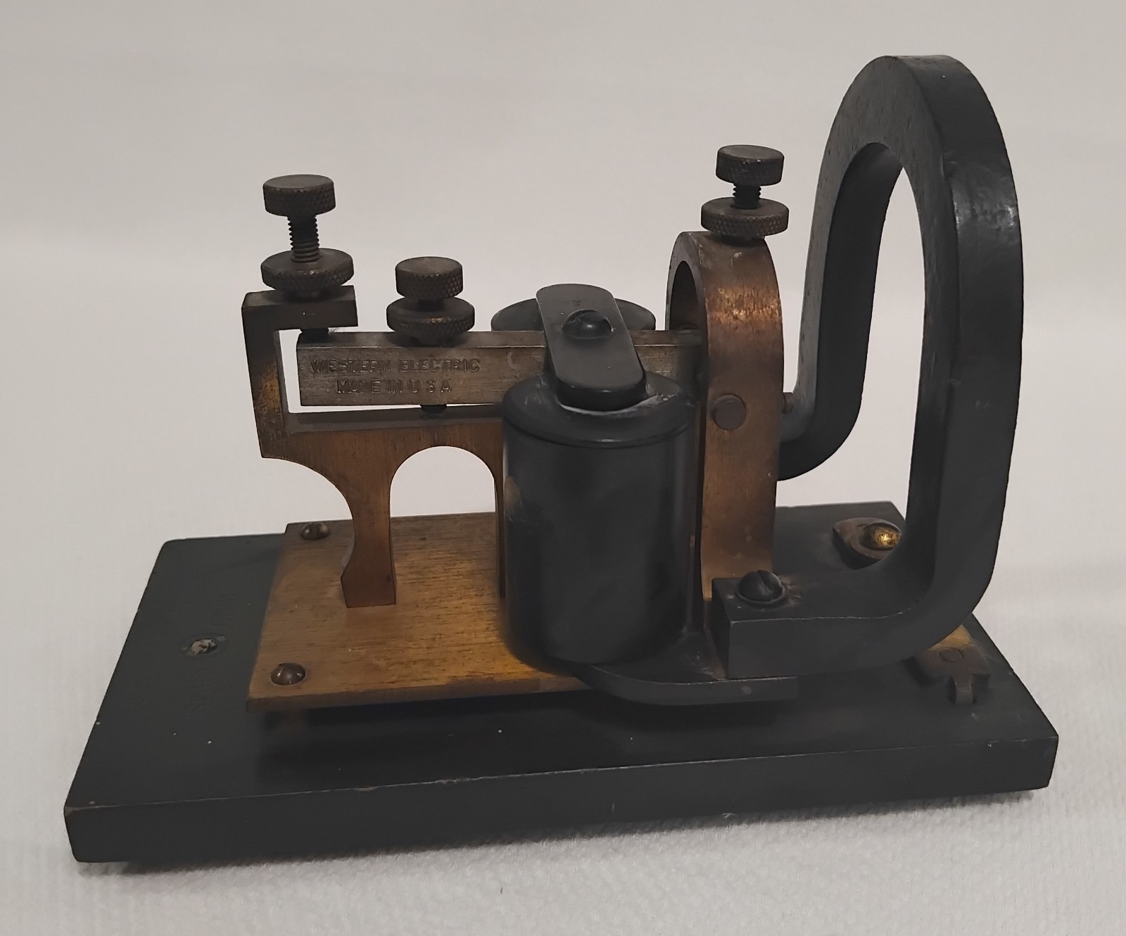 Antique Western Electric #74 Railroad Telegraph Key Sounder Wood Base