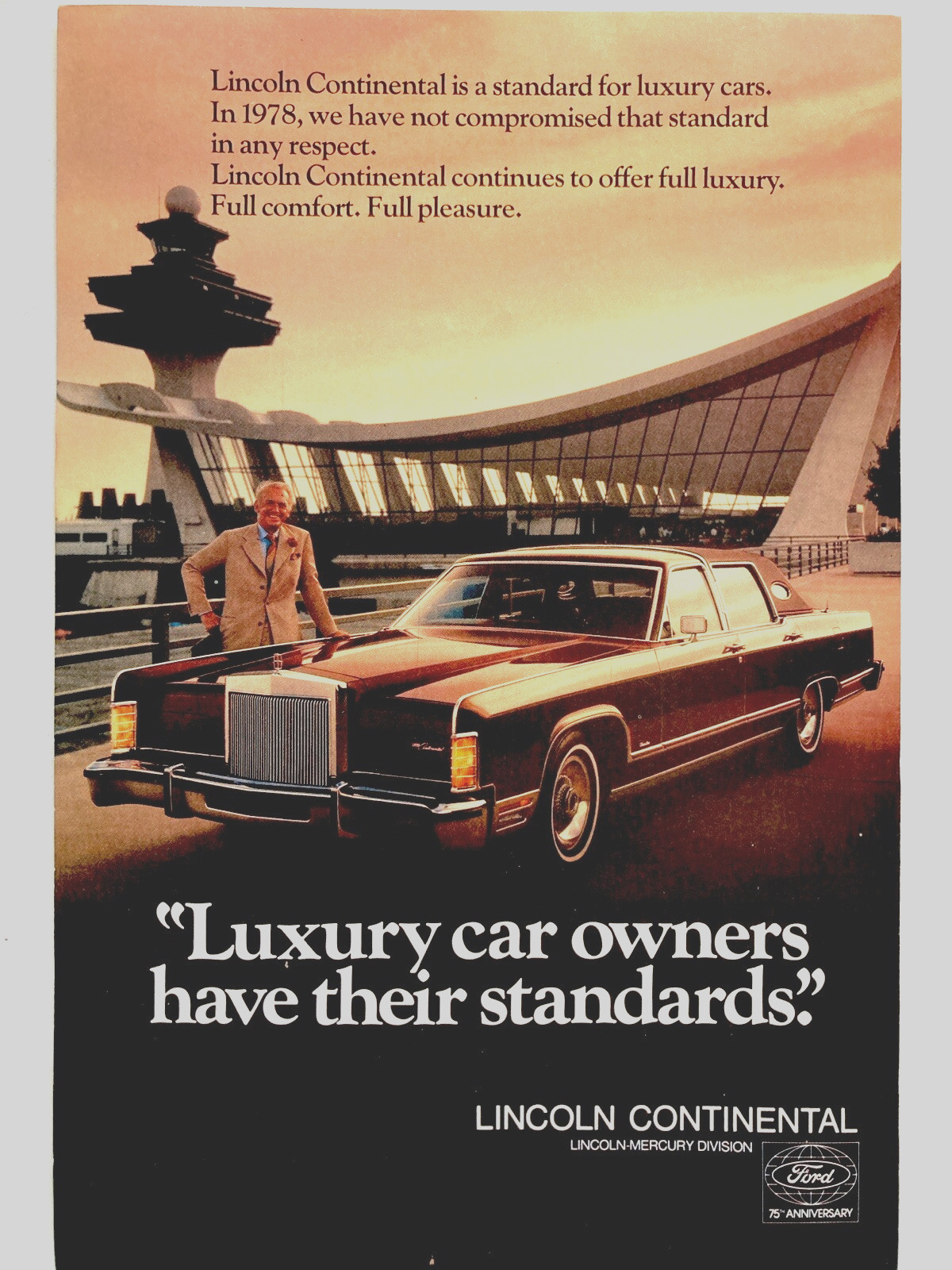 1978 Lincoln Continental Print Ad Luxury Standards