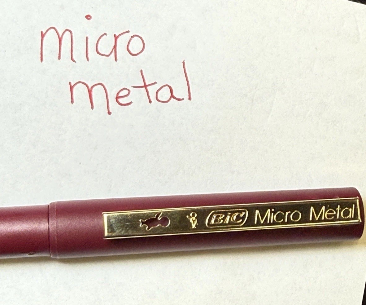 VTG Rare BIC Micro Metal Point Roller Pen - RED Ink - Tested & Works VTG Rare BIC Micro Metal Point Roller Pen - RED Ink - Tested & Works