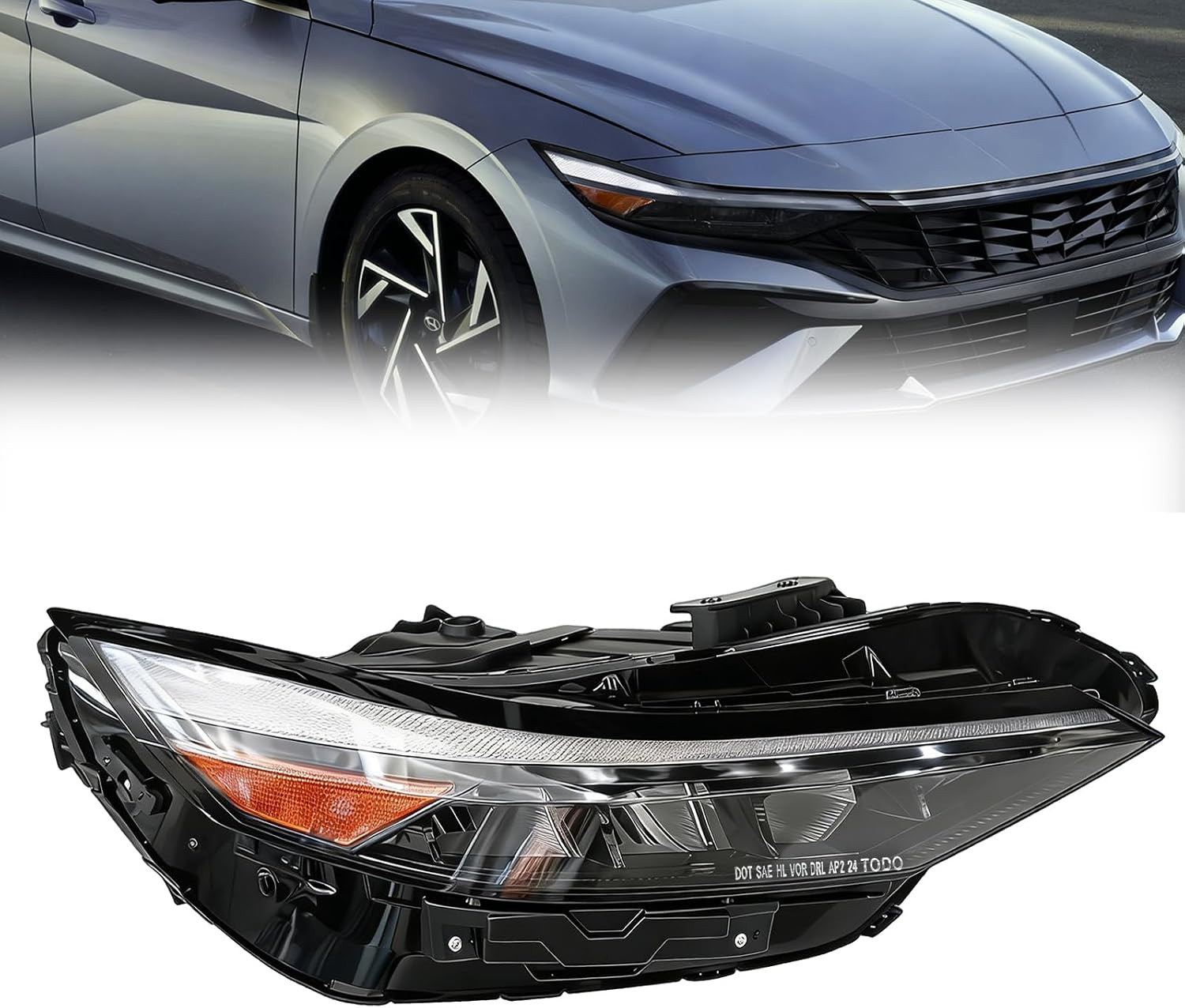 LED Headlight Assembly with Module Right Passenger Side Compatible with Hyundai