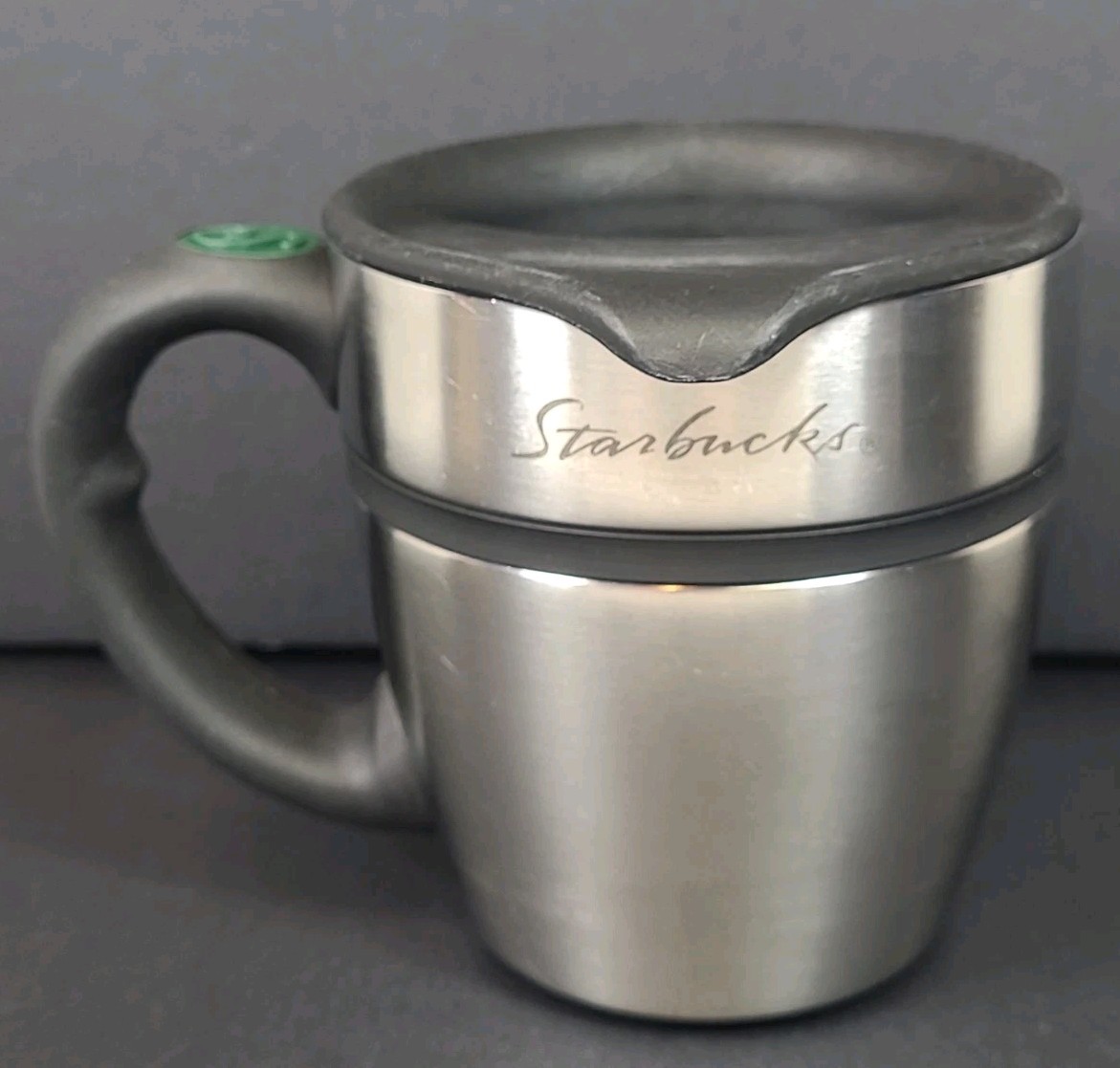 Vintage 2001 Starbucks Stainless Steel Travel Chubby Coffee Mug Barista 12 oz