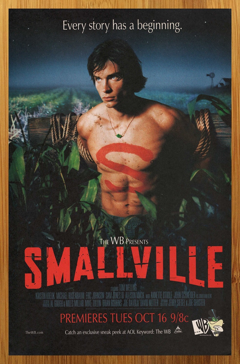 2001 Smallville Print Ad/Poster Tom Welling Superman Clark Kent WB TV Series Art