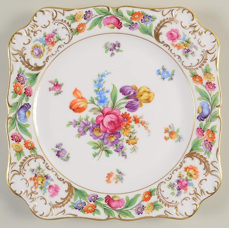 Schumann - Bavaria Empress Dresden Flowers Square Luncheon Plate 11058088