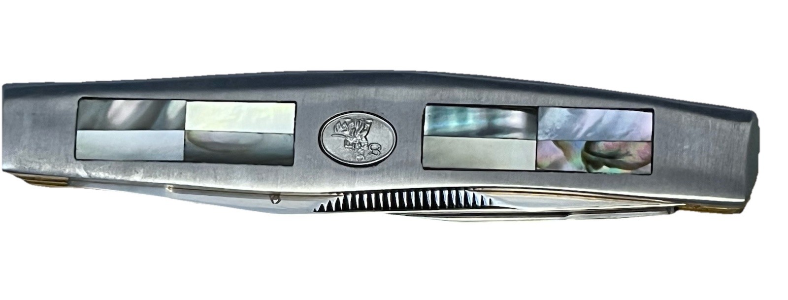 Rare Vtg S&W Smith Wesson Stainless  Pocket Knife Mother Pearl Handle 2 Blades