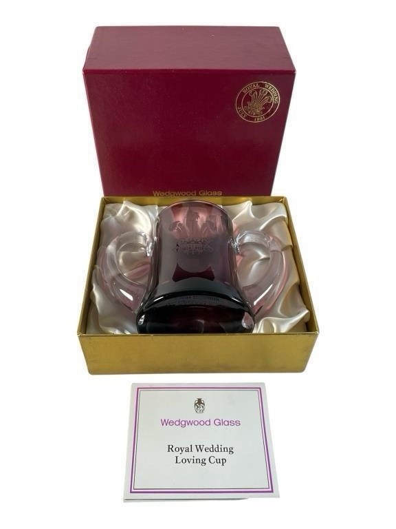 Vintage 1981 Wedgwood Purple Crystal Loving Cup Royal Wedding Diana & Charles