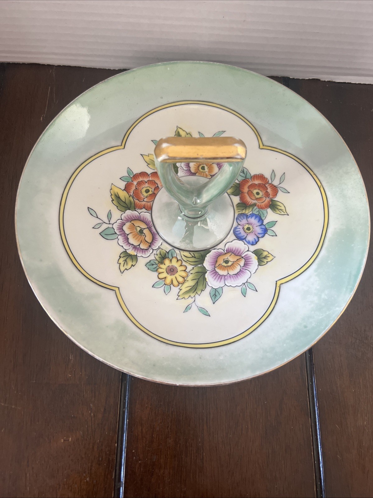 Noritake Lusterware Hand Painted Porcelain Dish W/Handle-Floral/Gold Japan VTG