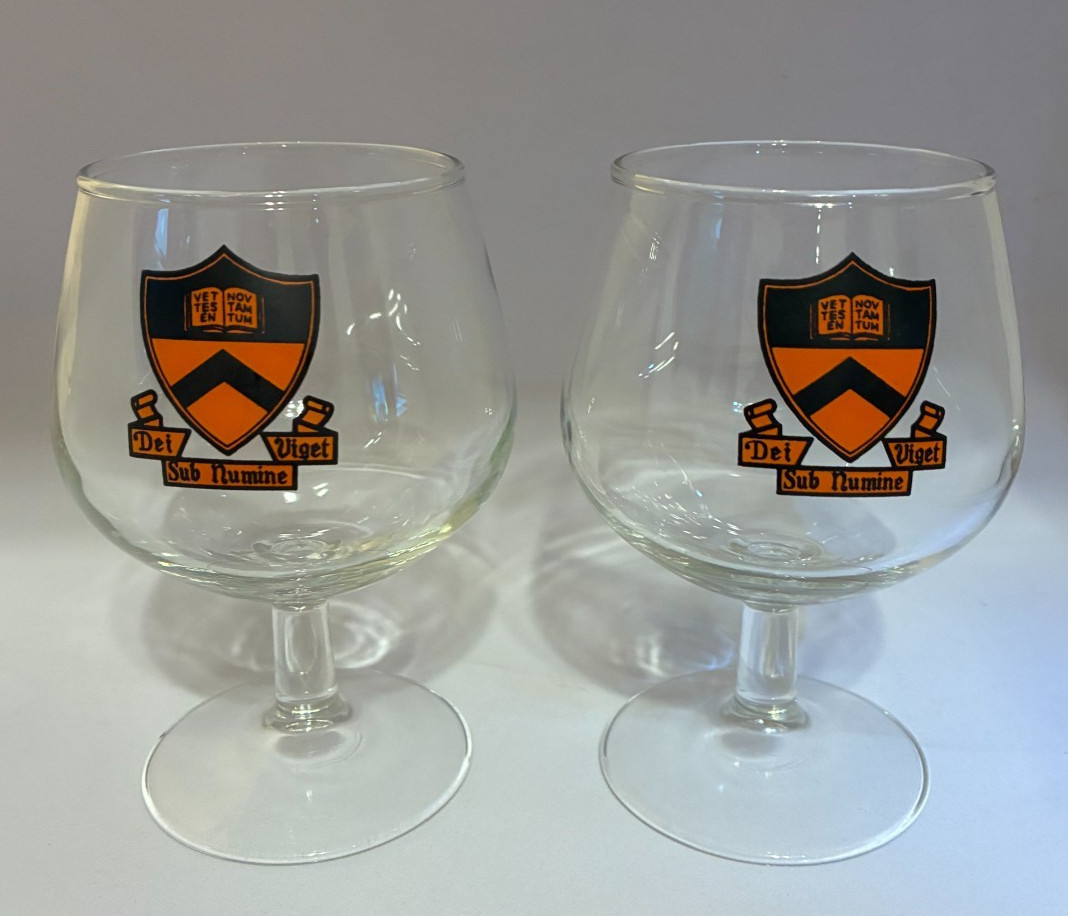 Vintage Princeton University Tigers Brandy Glasses Bar Barware NEW Latin Motto Vintage Princeton University Tigers Brandy Glasses Bar Barware NEW Latin Motto