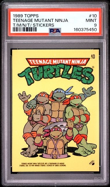 1989 Topps #10 Teenage Mutant Ninja Turtles Stickers : PSA 9