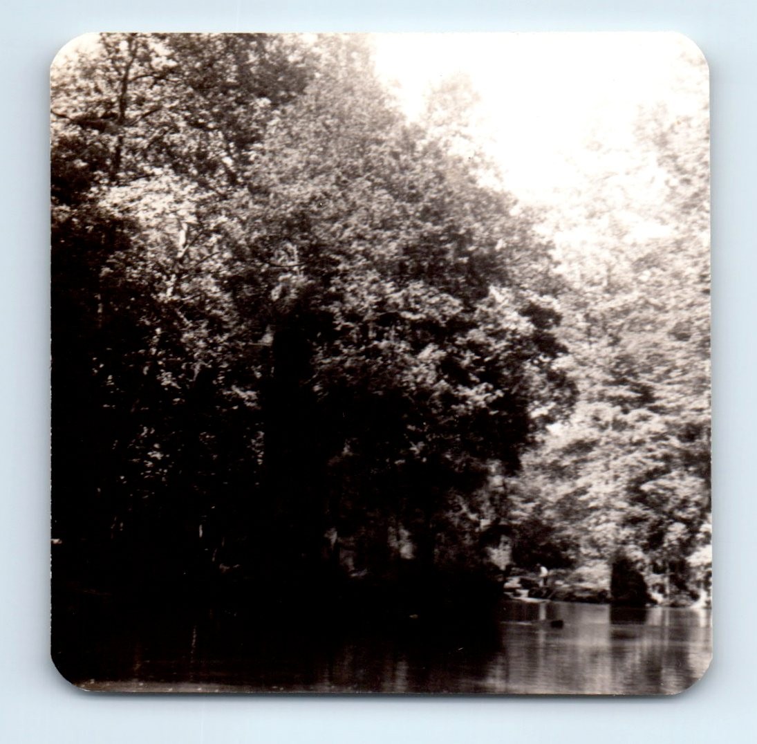 Old Vintage Square Photo LANDSCAPE RIVER TREES ANTIQUE SNAPSHOT PHOTOGRAPH