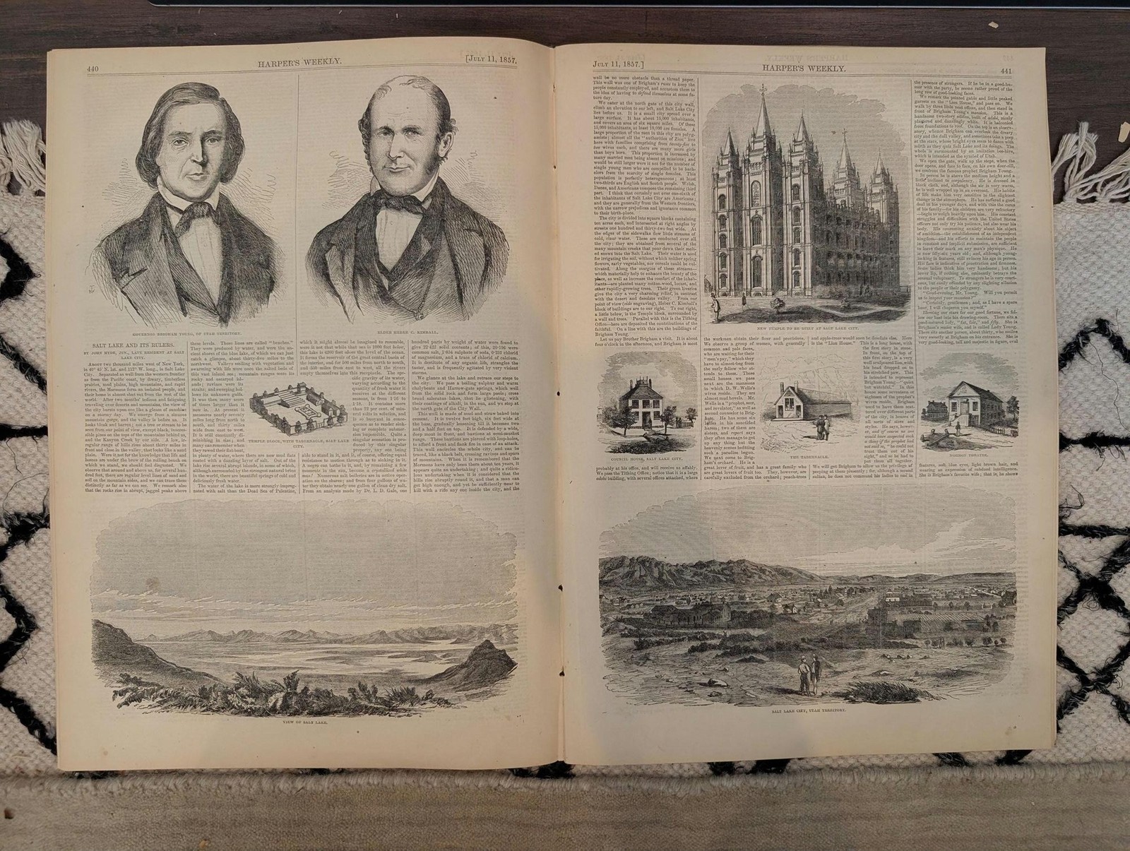 1857 San Francisco and Salt Lake City Harpers Weekly July 11 Brigham Young