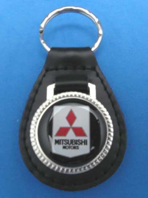 MITSUBISHI BLACK LEATHER KEYRING KEYFOB #043