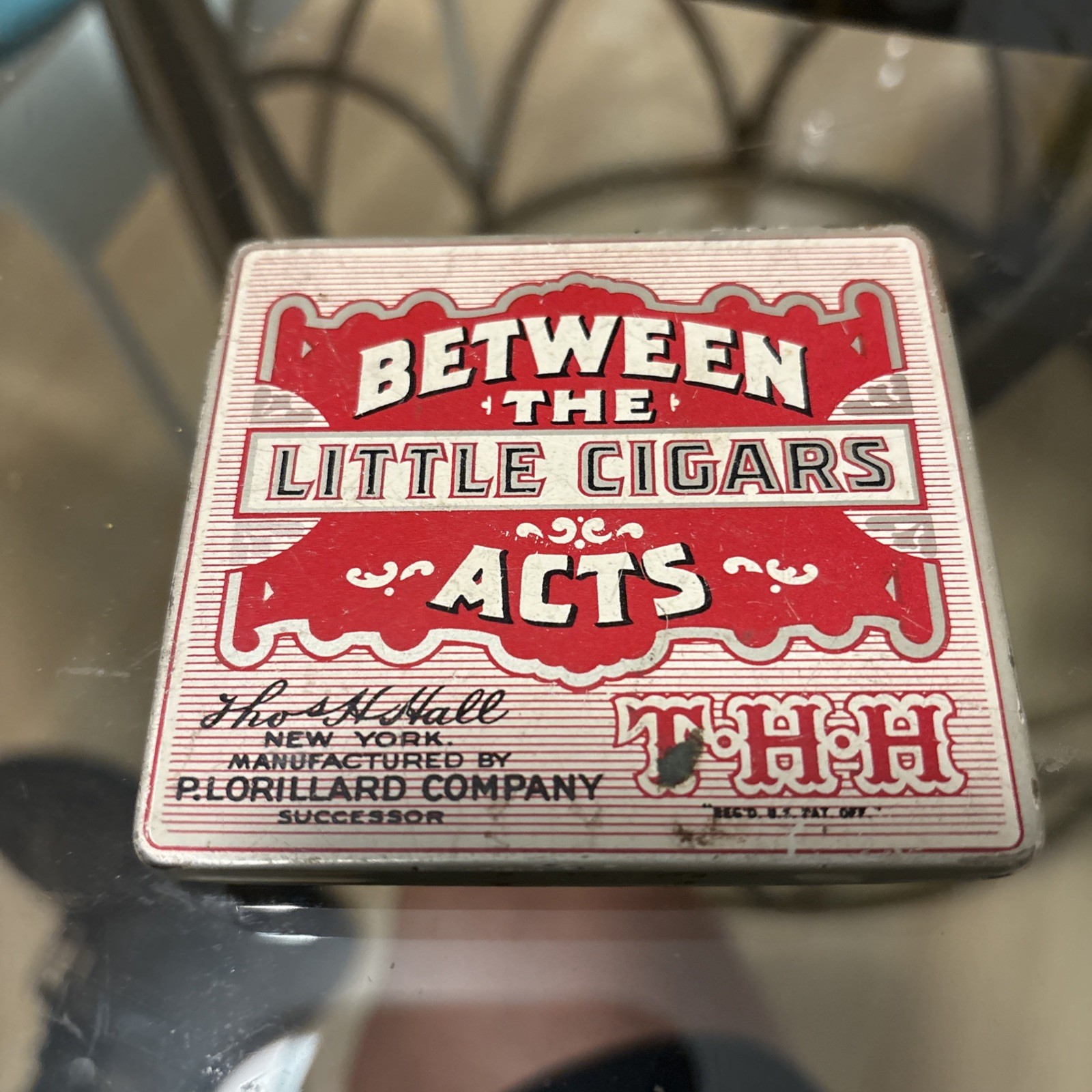 Between the Acts Little Cigars Empty Hinged Pocket Tobacco Tin 