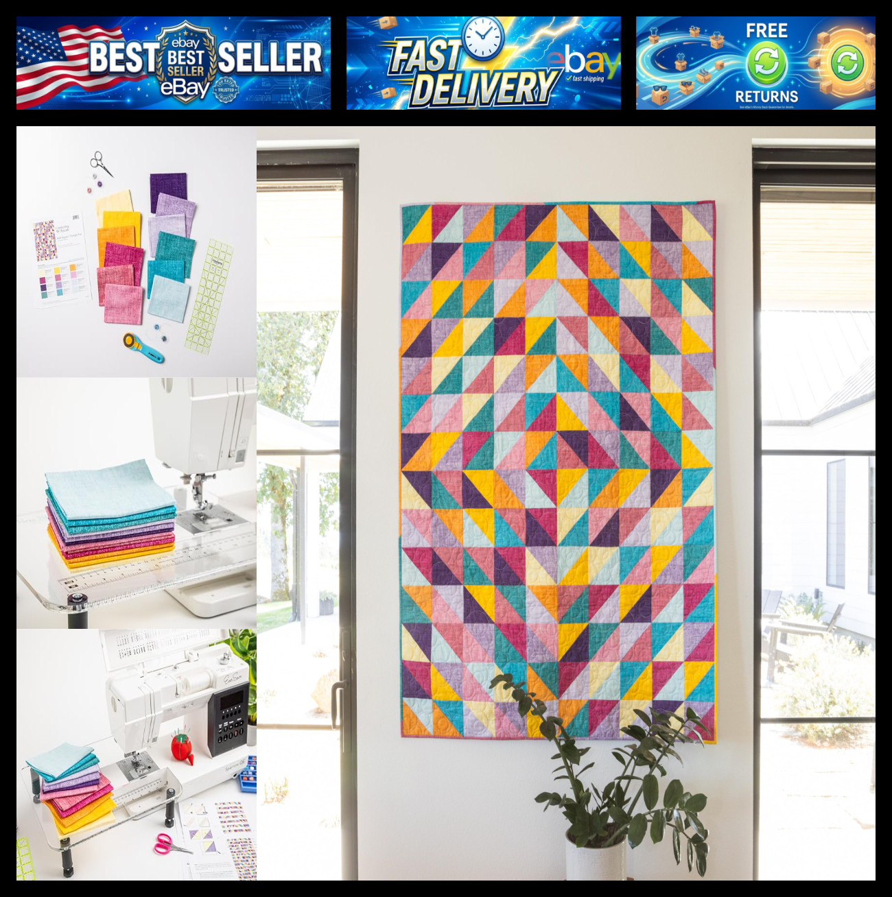 Triangle Lap Throw Quilt Sewing Kit for Beginners