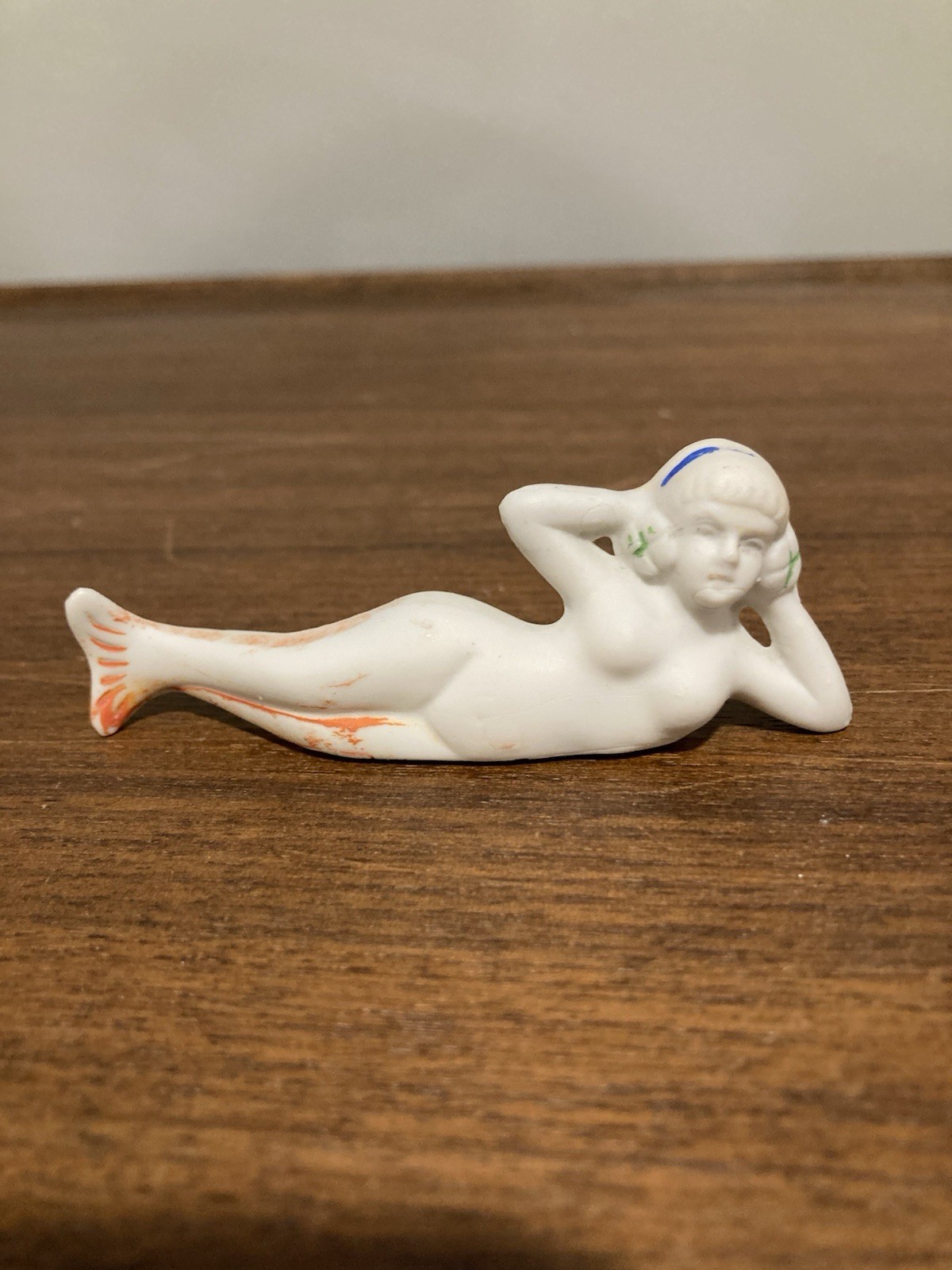 Vintage Nude Mermaid Figurine Japan Ceramic Bisque Fishbowl Bathing Beauty