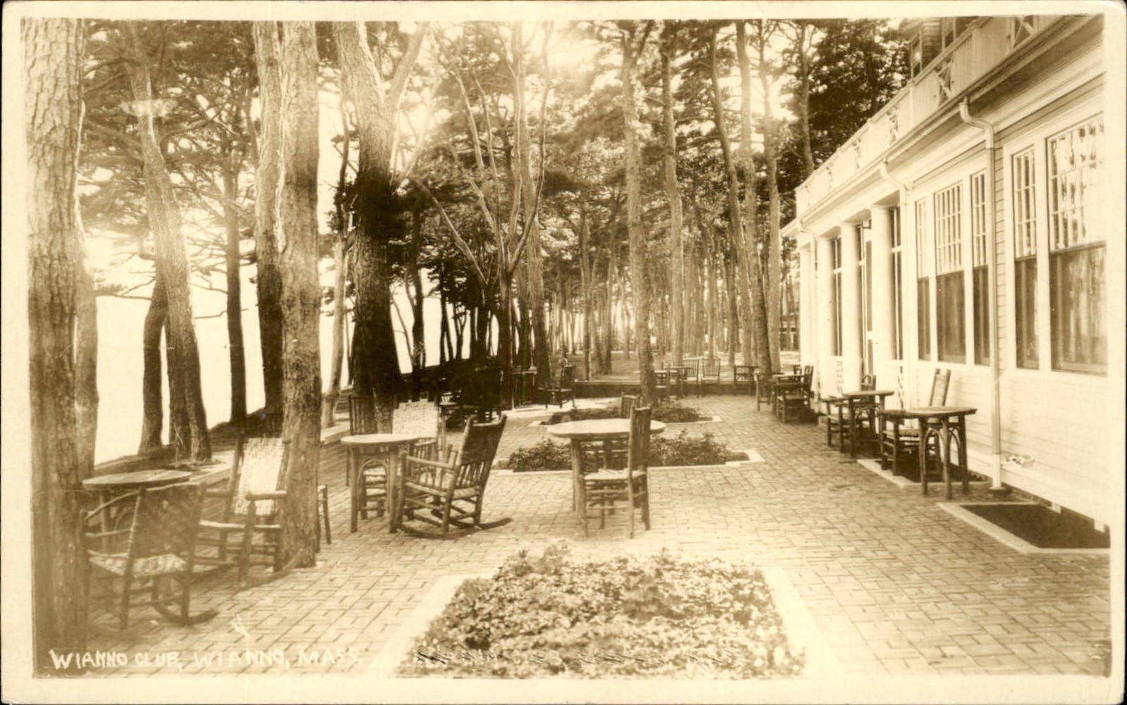 Wianno Cape Cod MA Club Patio c1910s Real Photo Vintage Postcard